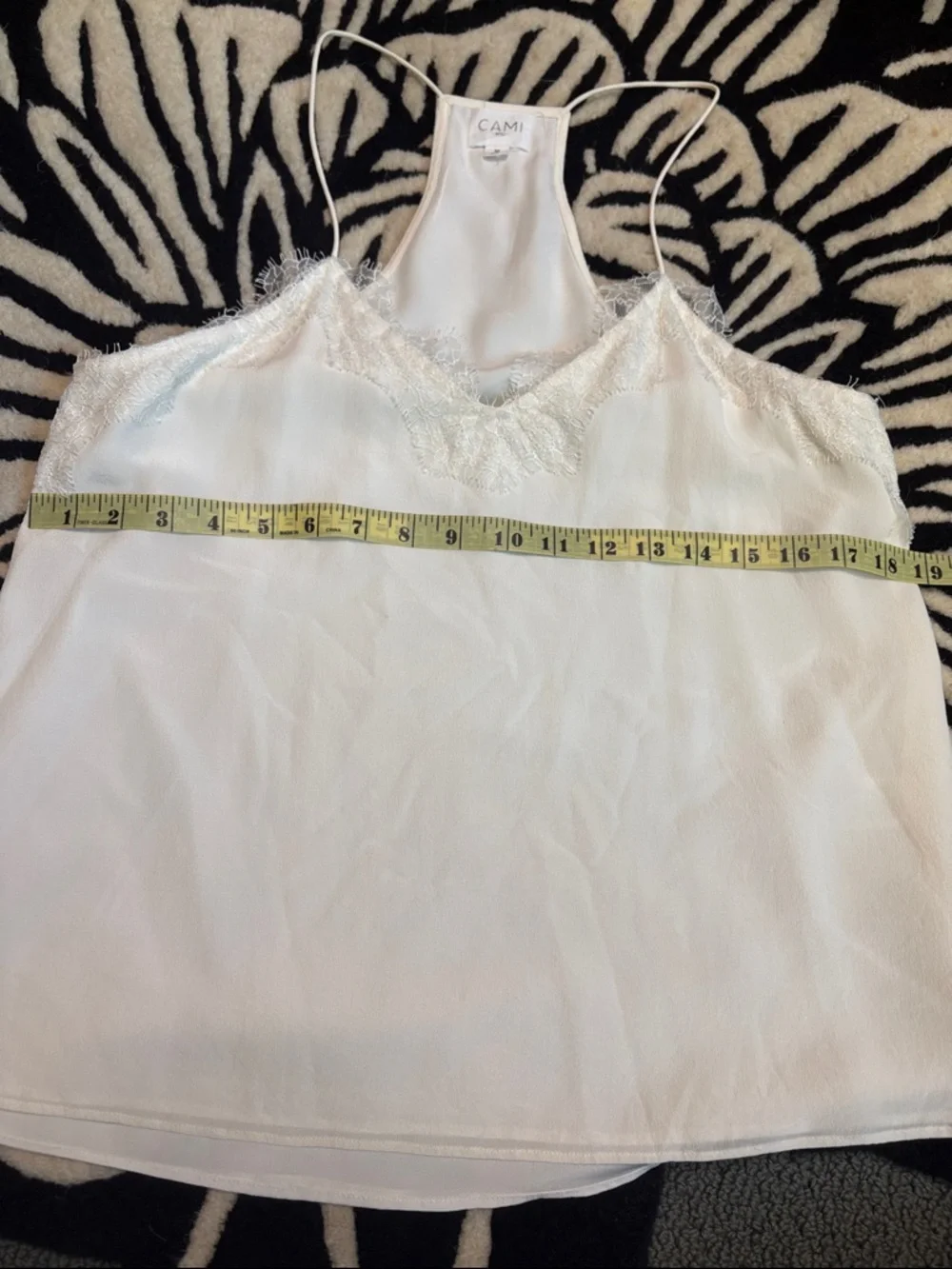 Cami NYC Cream Lace-Trim Racerback Silk Top - Picture 6 of 7